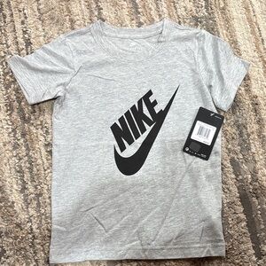 Nike Kids Heather Gray Tee with Black Logo- 5/6 (M)